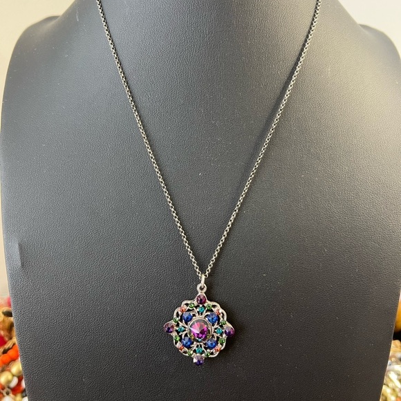 Anne Koplik Jewelry - Anne Koplik Rainbow Prism Crystal Classic Filigree Necklace D4